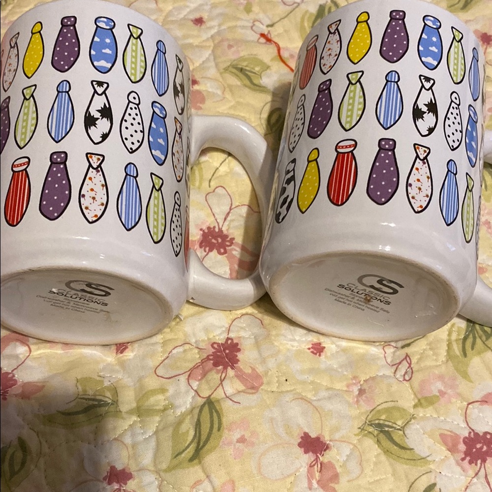 Set of Colorful Tie Pattern Mugs by Classic Solutions.